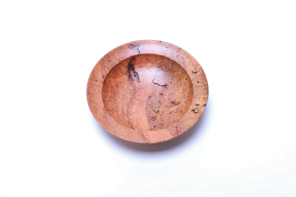 #2613 Small Birdseye Wild Black Cherry Burl Wooden Bowl  3 7/8" x 1"