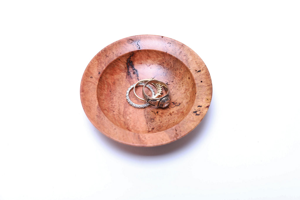 #2613 Small Birdseye Wild Black Cherry Burl Wooden Bowl  3 7/8" x 1"