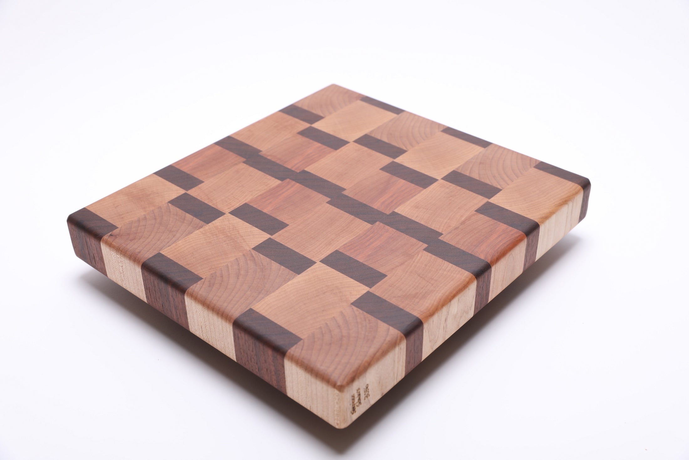 #3056 Maple and Walnut End Grain Cutting Board  (12 5/8" x 11 1/2" x 1 5/8")