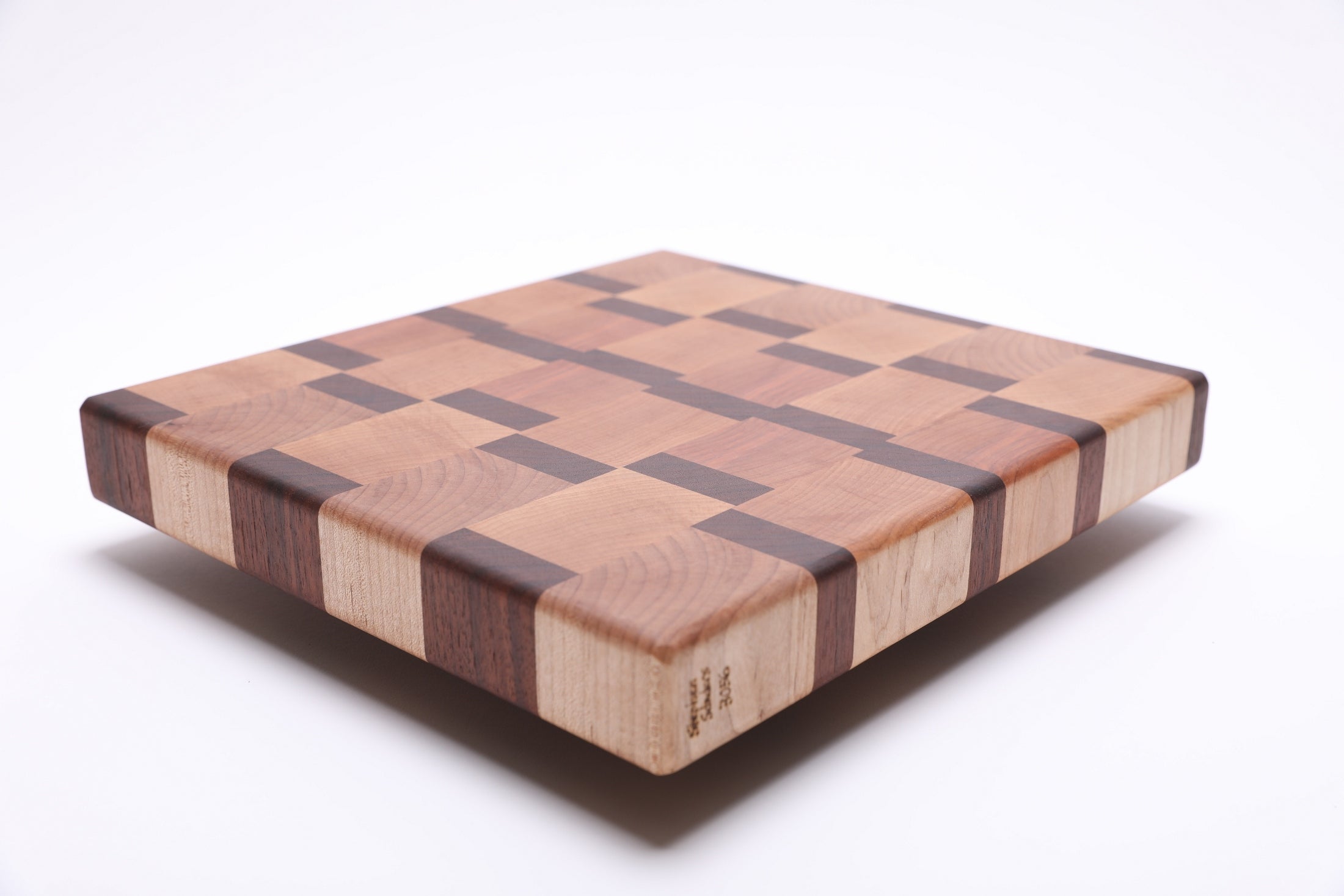 #3056 Maple and Walnut End Grain Cutting Board  (12 5/8" x 11 1/2" x 1 5/8")