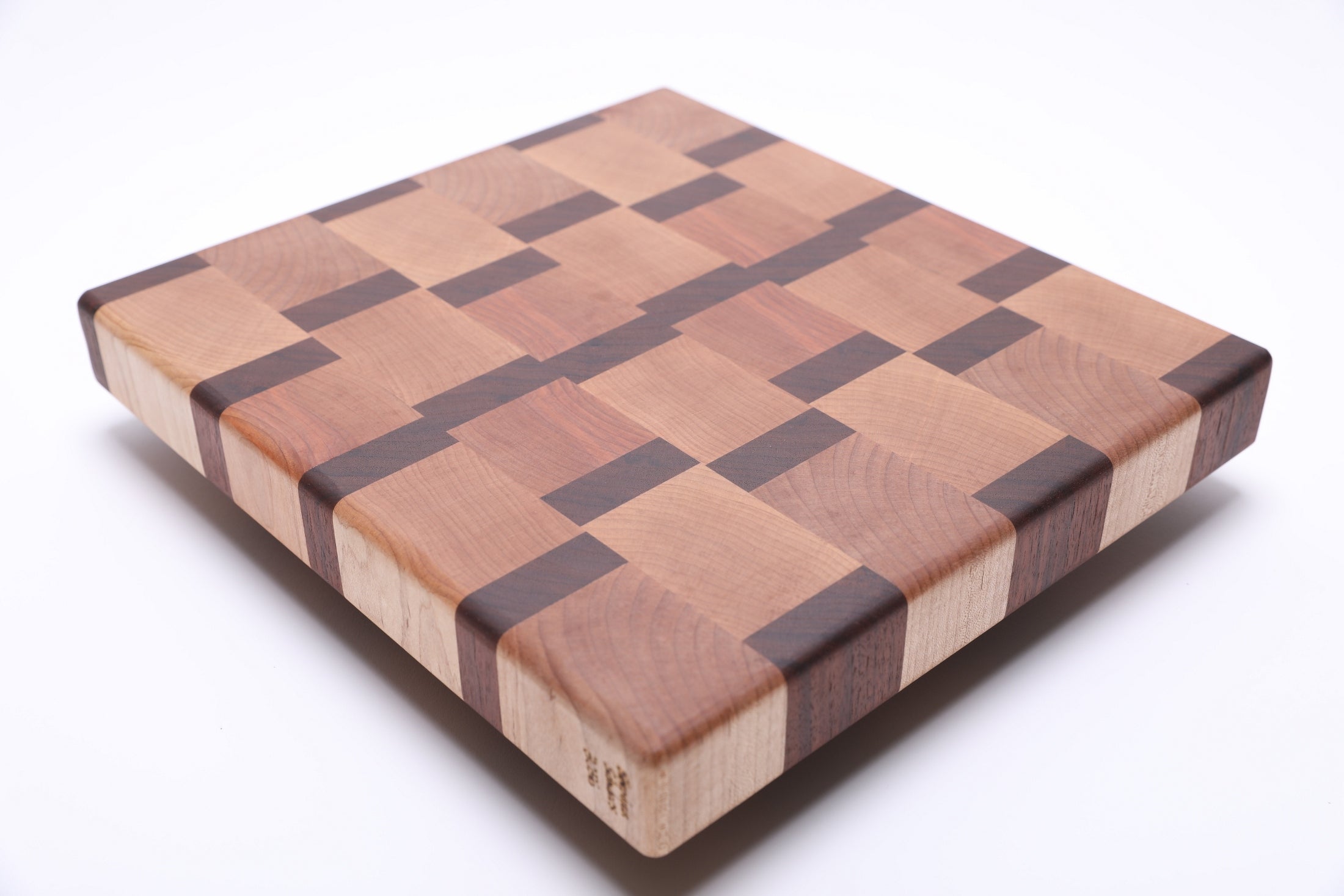 #3056 Maple and Walnut End Grain Cutting Board  (12 5/8" x 11 1/2" x 1 5/8")