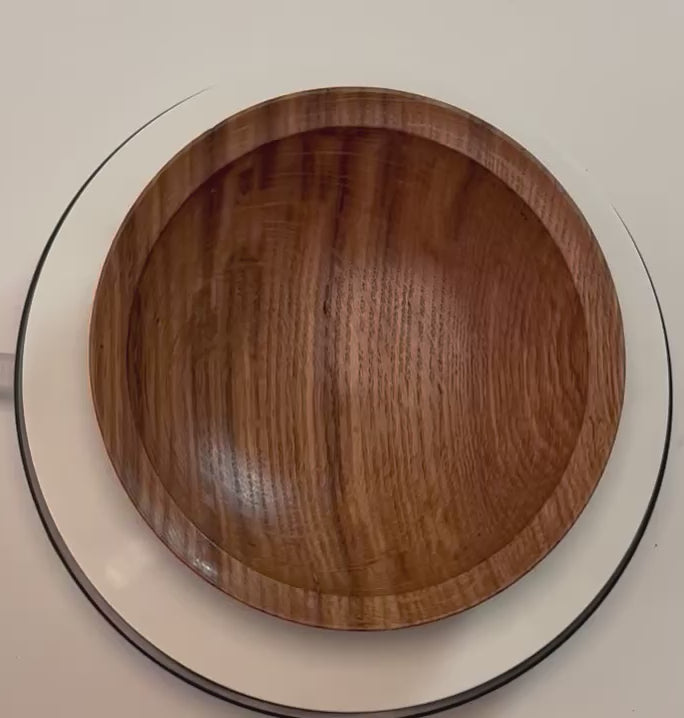 #2510 Wormy Quartersawn White Oak Wooden Bowl  7 3/8" x 1 3/4"