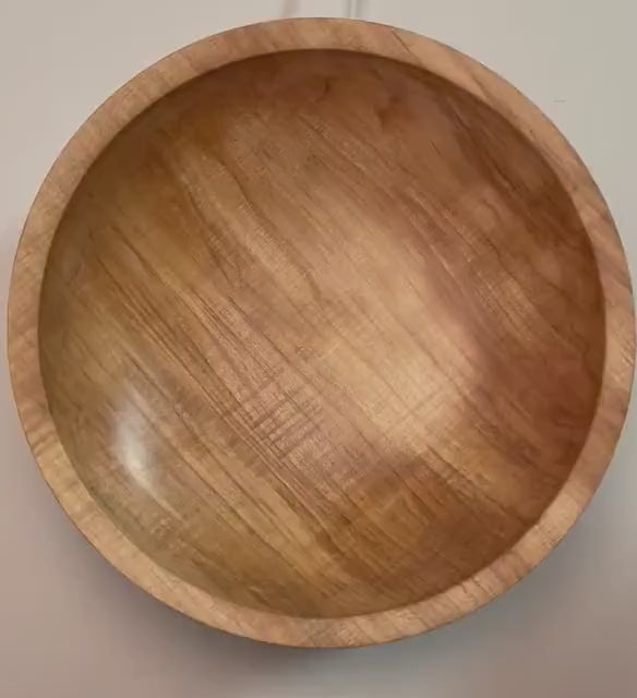#2053 Spalted Fiddleback Maple Wooden Bowl  10 1/4” X 2 1/4”