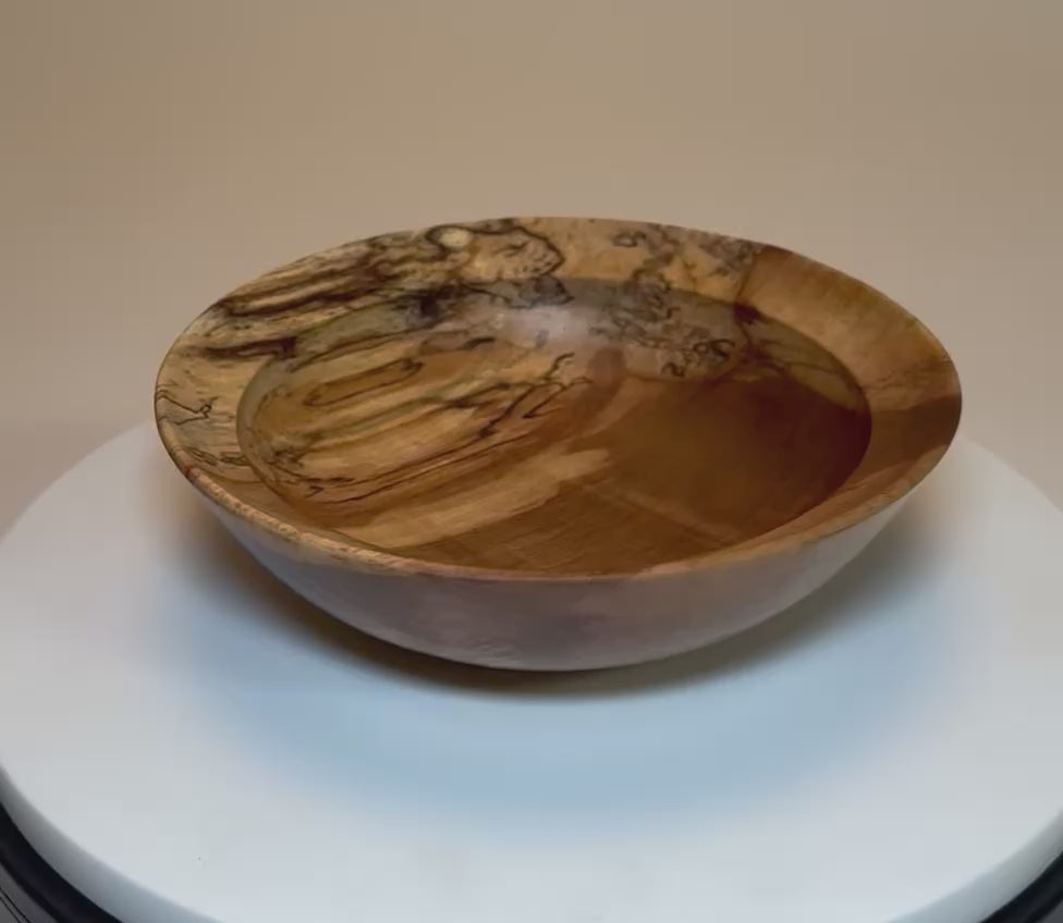 Sanders Woodworking #2784 spalted river birch wooden bowl — 360° view of handcrafted 6⅜" bowl