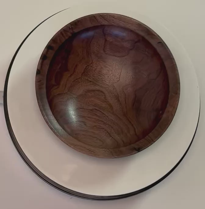 #2530 Curly Wild Black Walnut Wooden Bowl  6 3/4" x 1 5/8"