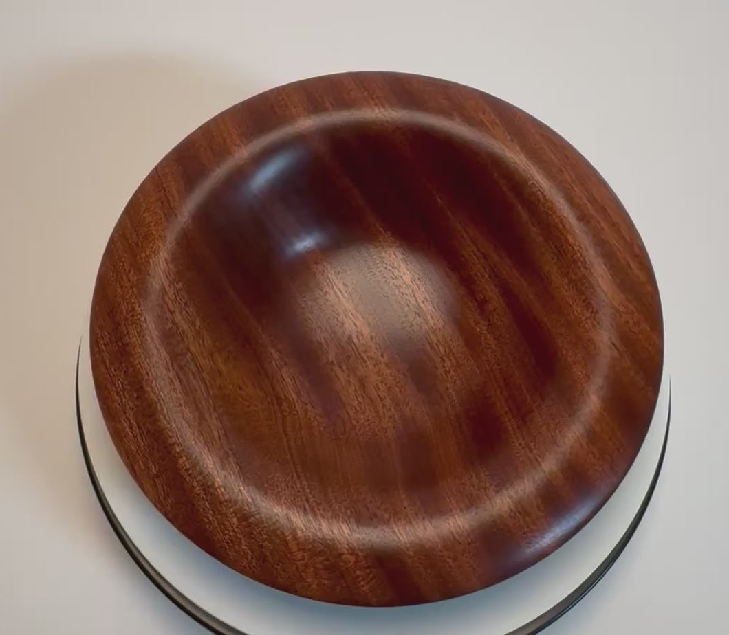 #2825 Ribbon Sapele Mushroom Rim Wooden Bowl  (8 1/2" x 2")