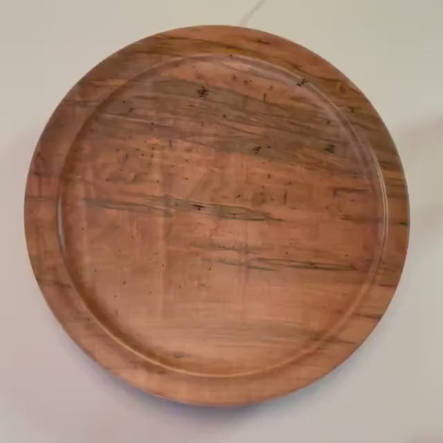 #1946 Wormy Ambrosia Maple Wooden Platter  17 1/2” X 1 1/2”