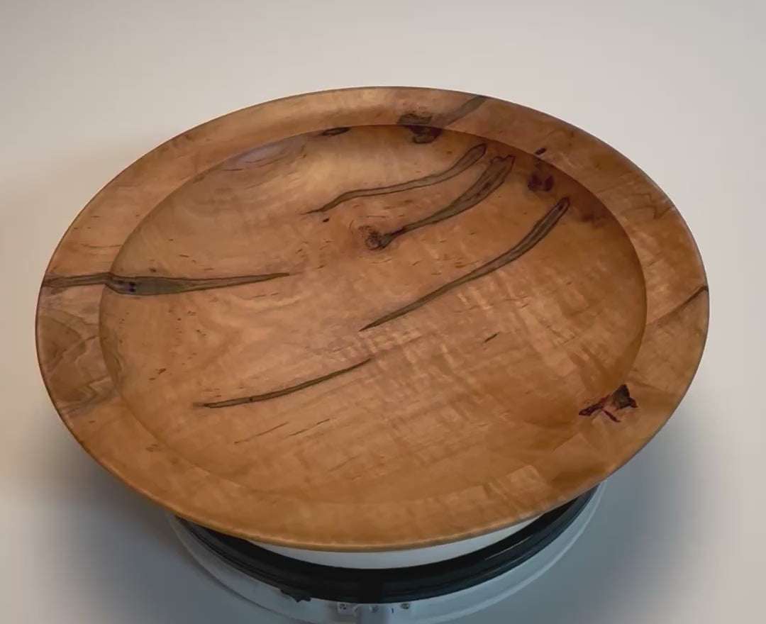 #2843 Shallow Tiger Ambrosia Maple Wooden Bowl  (12 3/8 x 2 3/8")