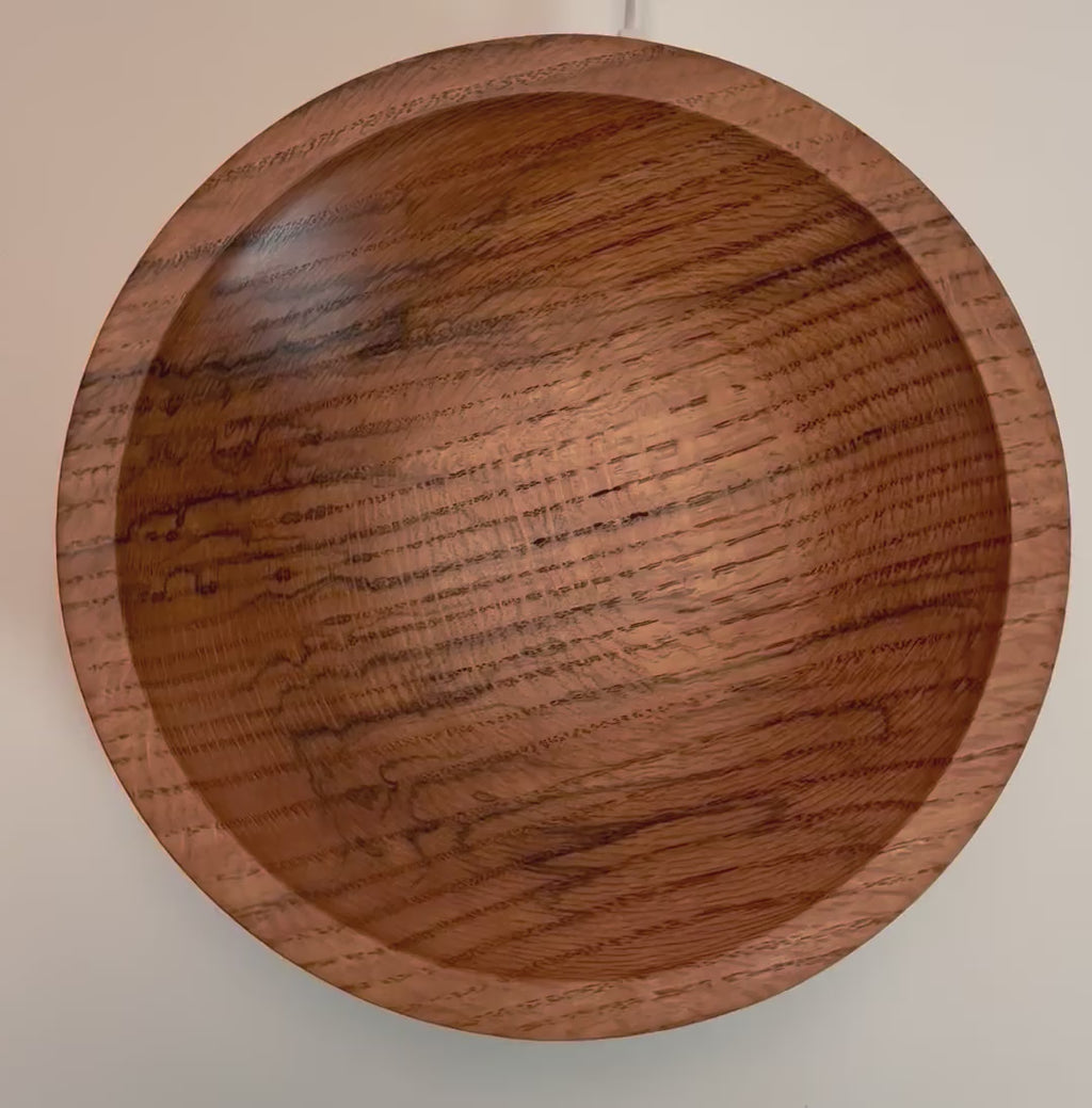 #2617 Spalted Quartersawn Red Oak Wooden Bowl 9 3/4" x 1 7/8"