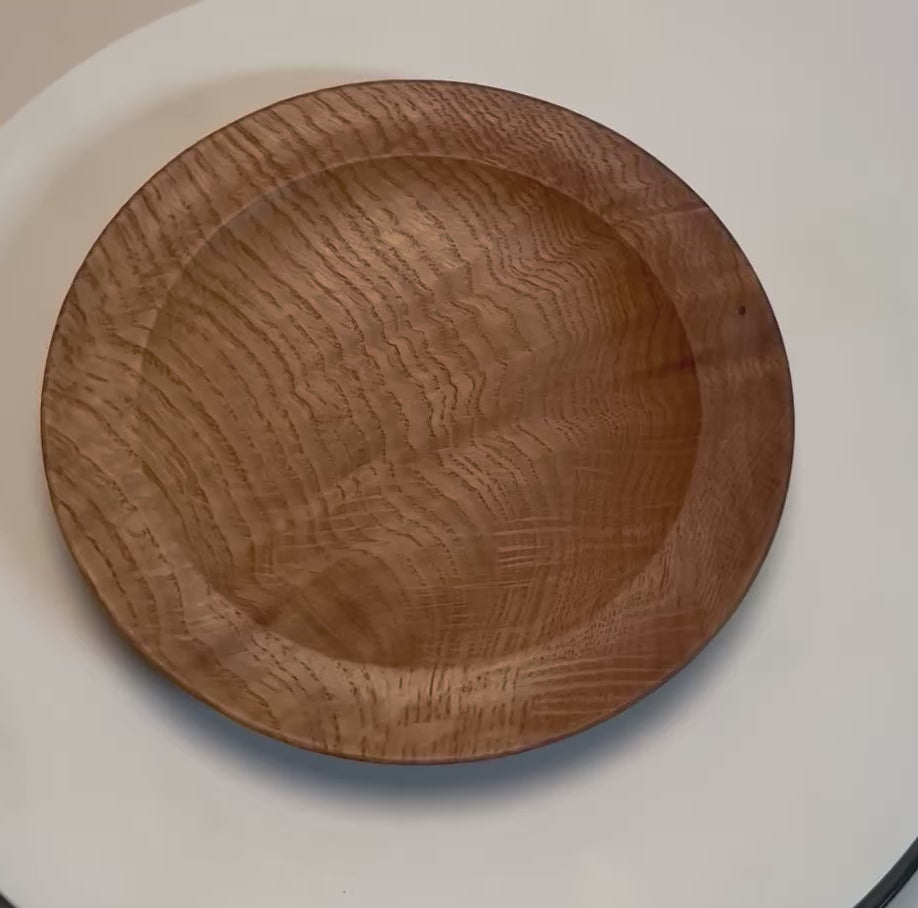 White oak crotch burl ring dish rotating 360° on display stand – handmade in NC – Sanders Woodworking