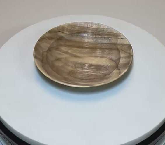 Rotating view of handcrafted hackberry wooden ring dish #2771 — 4 7/8" × 7/8"
